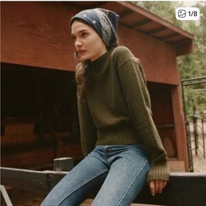 DÔEN “Uma” Olive Mockneck Sweater, Small